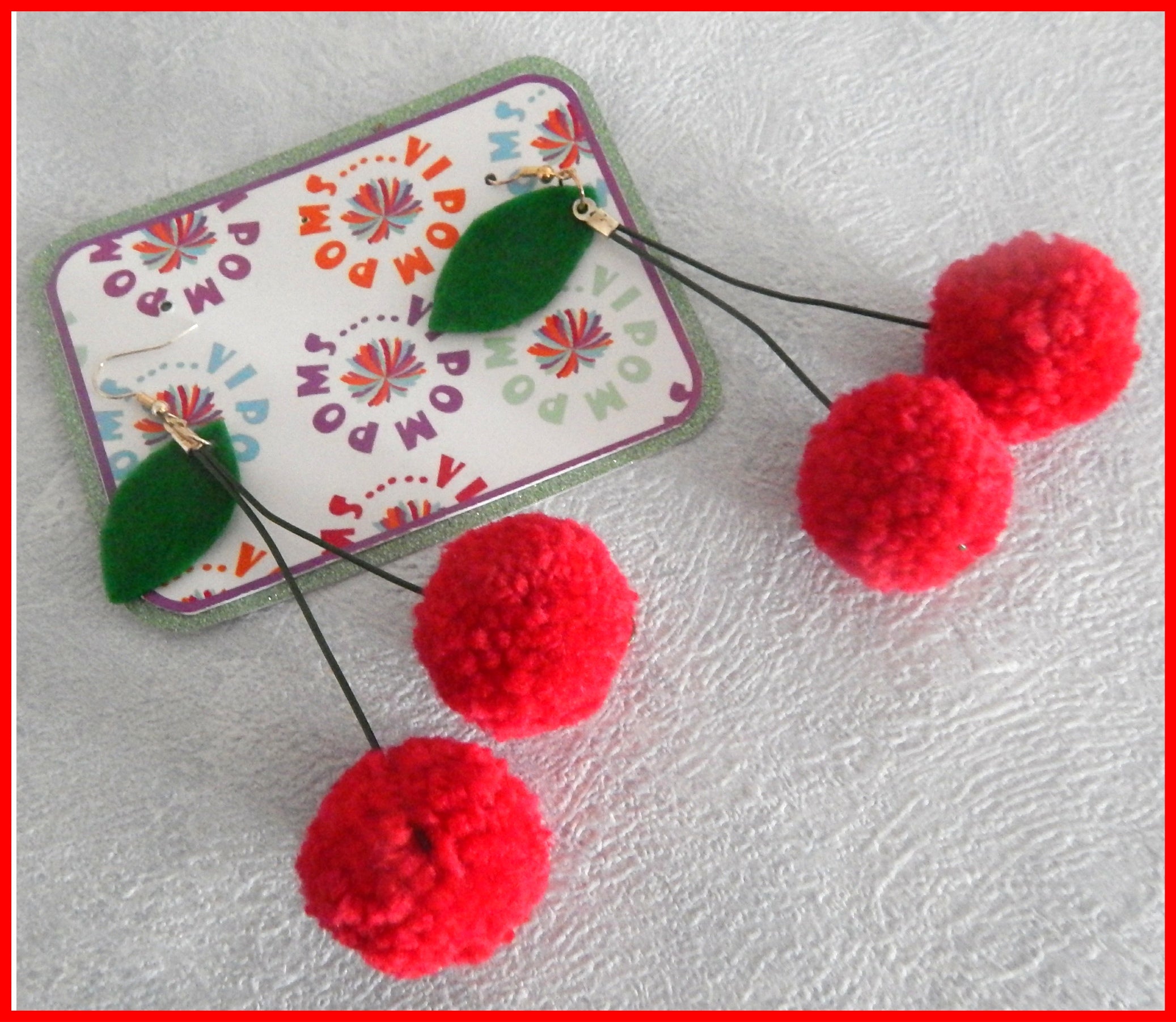 Cherry pom store pom earrings