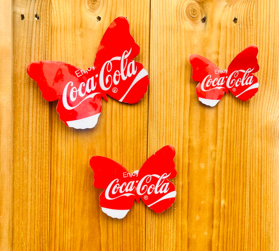 Recycled Coca Cola  butterflies set of 3