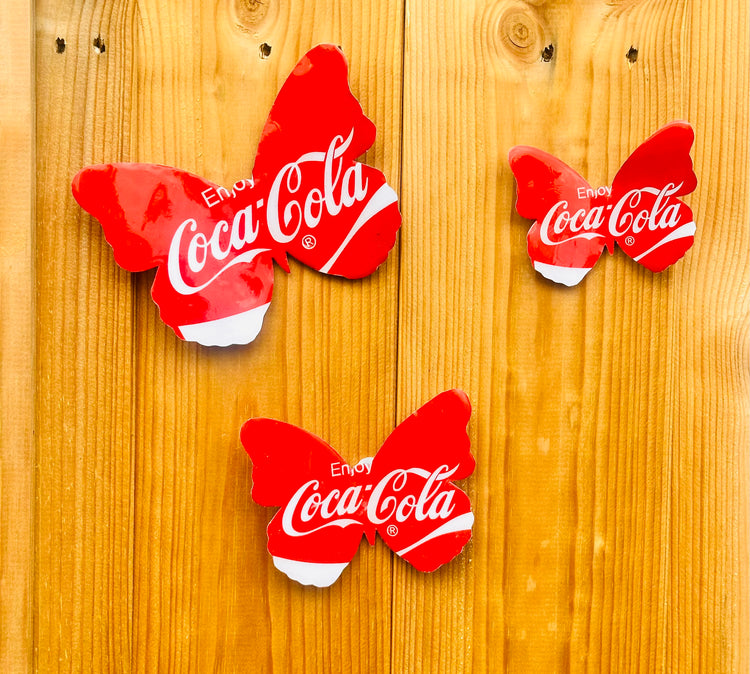 Recycled Coca Cola  butterflies set of 3