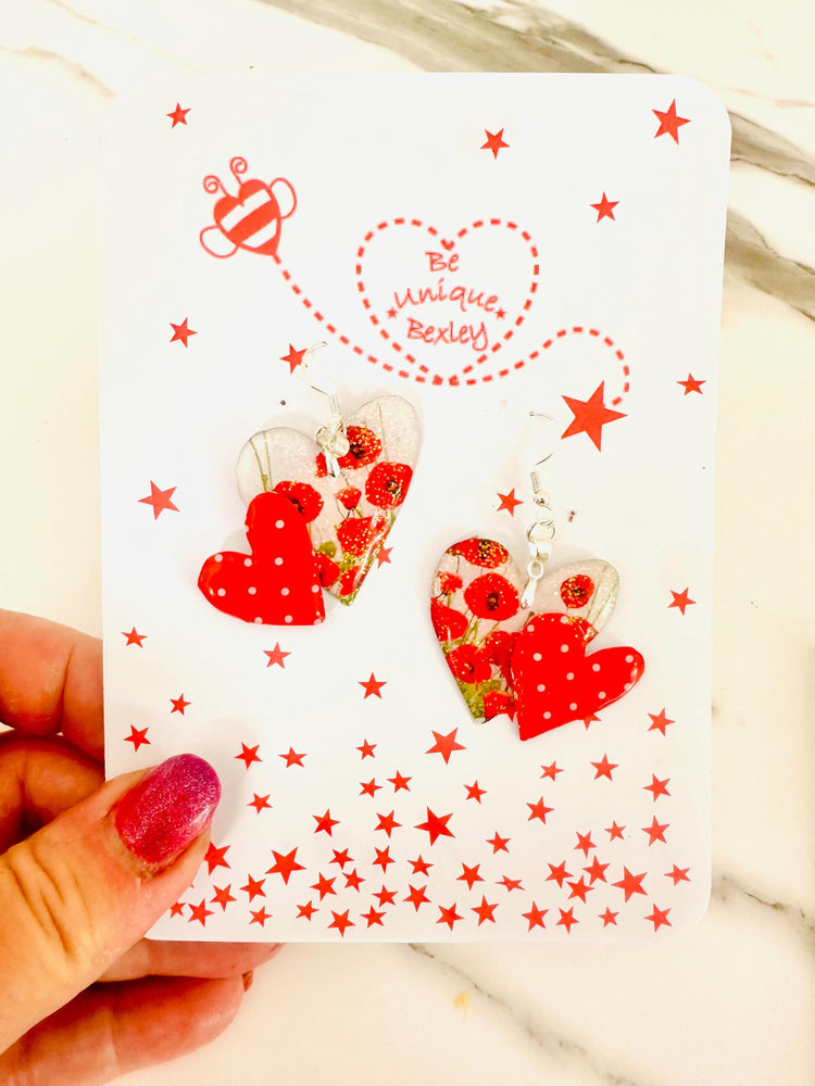 Be Unique Bexley red  heart earrings