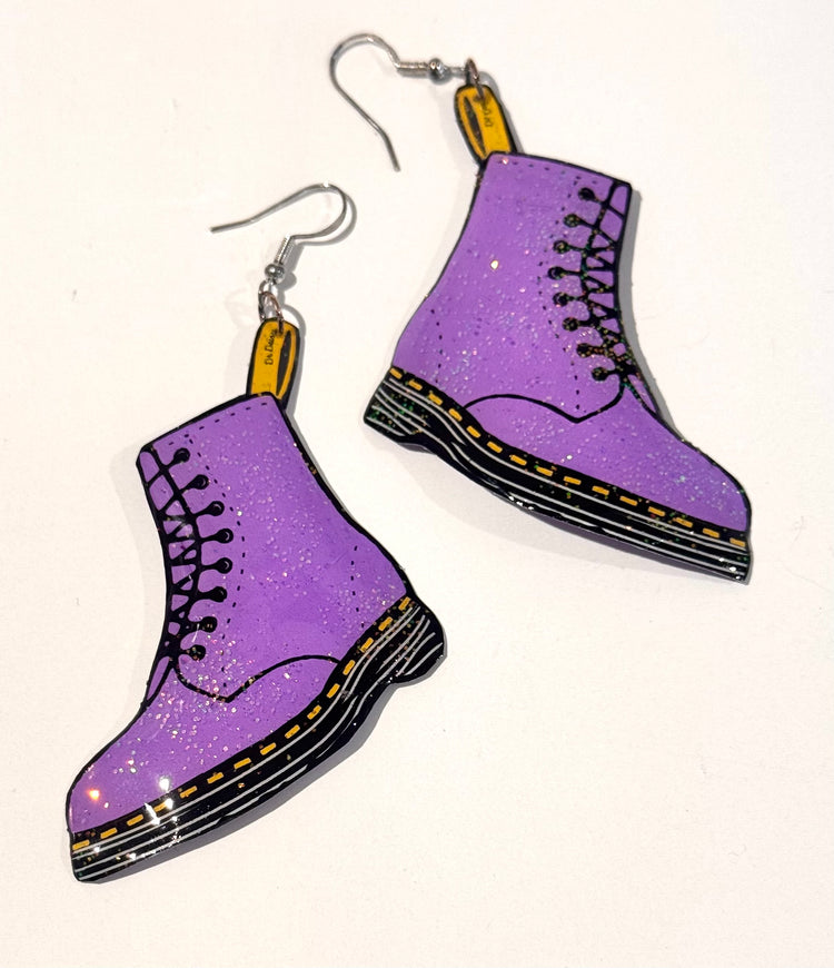 Sparkly Lilac Dr Marten earrings