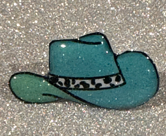 teal cowboy hat  pin enamel