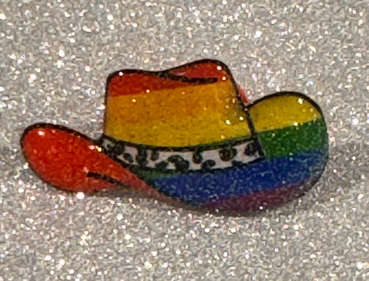 rainbow cowboy hat enamel  pin