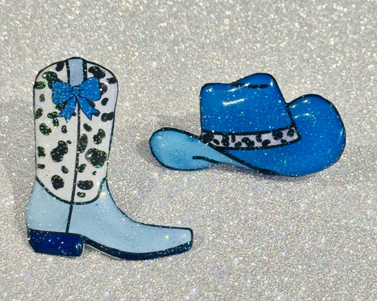 blue cowboy boots and hat unique pins