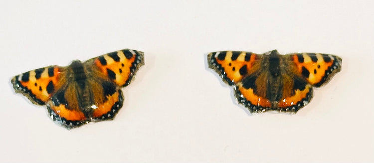Tortoiseshell stud butterfly earrings