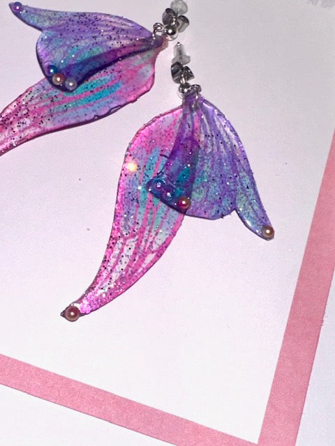 mermaid fairy wings earrings handmade