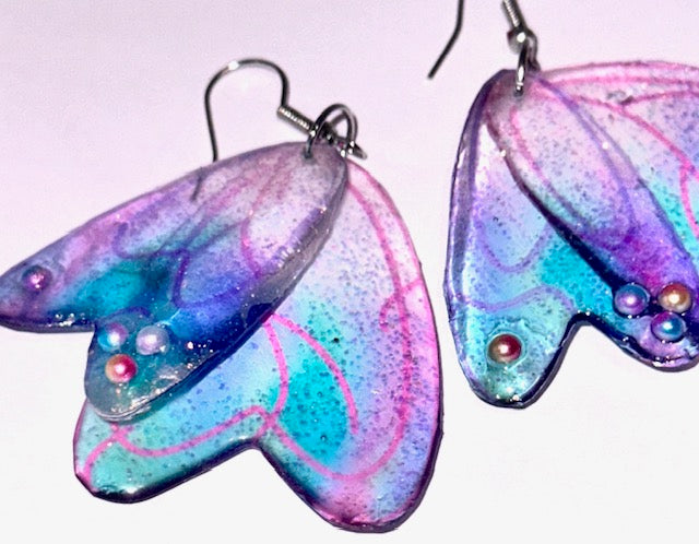 Unusual Mermaid Fairy Wing Earrings