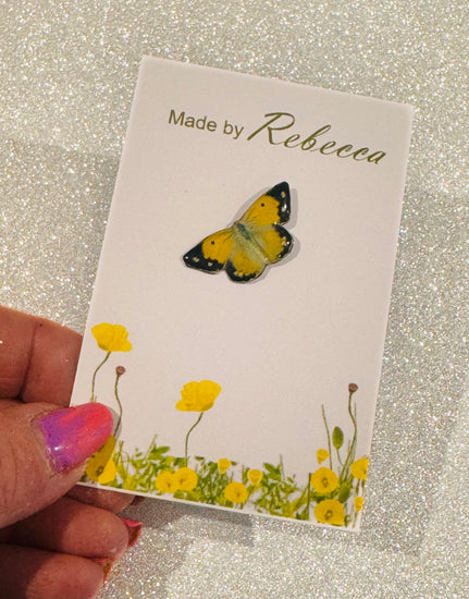 clouded yellow enamel butterfly brooch pin