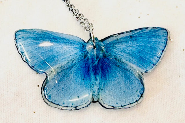 Holly Blue resin handmade pendant looks real