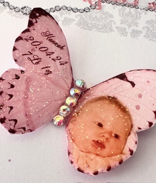 butterfly resin personalised  photo new baby keepsake