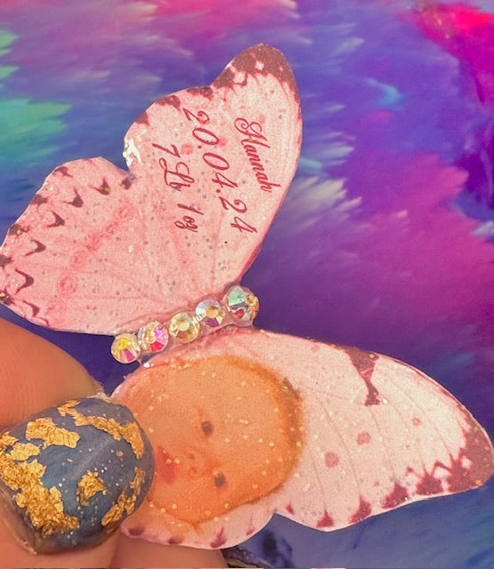 beautiful photo personalised resin butterfly brooch