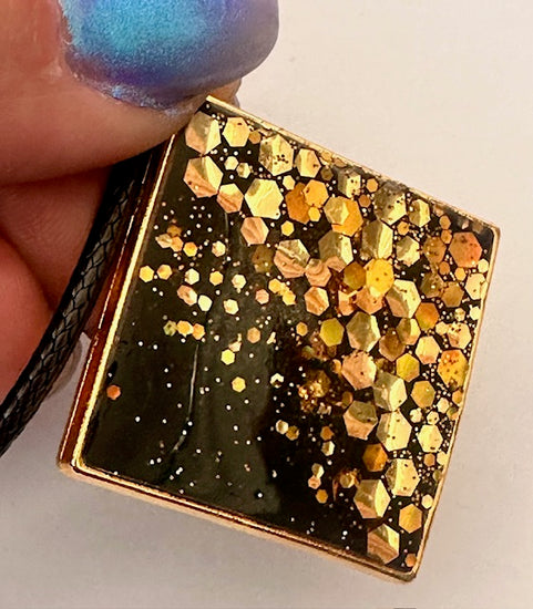 Gold sparle unique, not on the high street resin jewellery