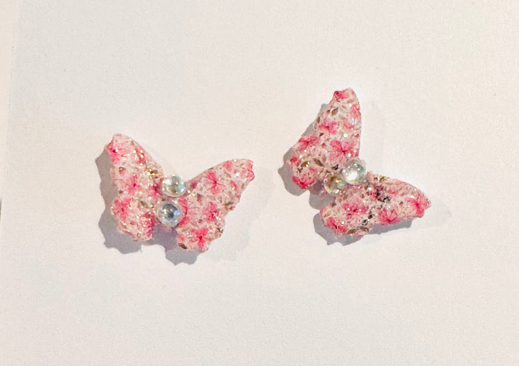 pretty pink butterfly stud earrings