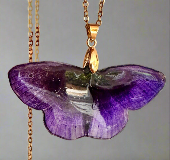 purple resin butterfly jewellery