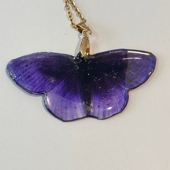 purple resin butterfly pendant by Flutterframes