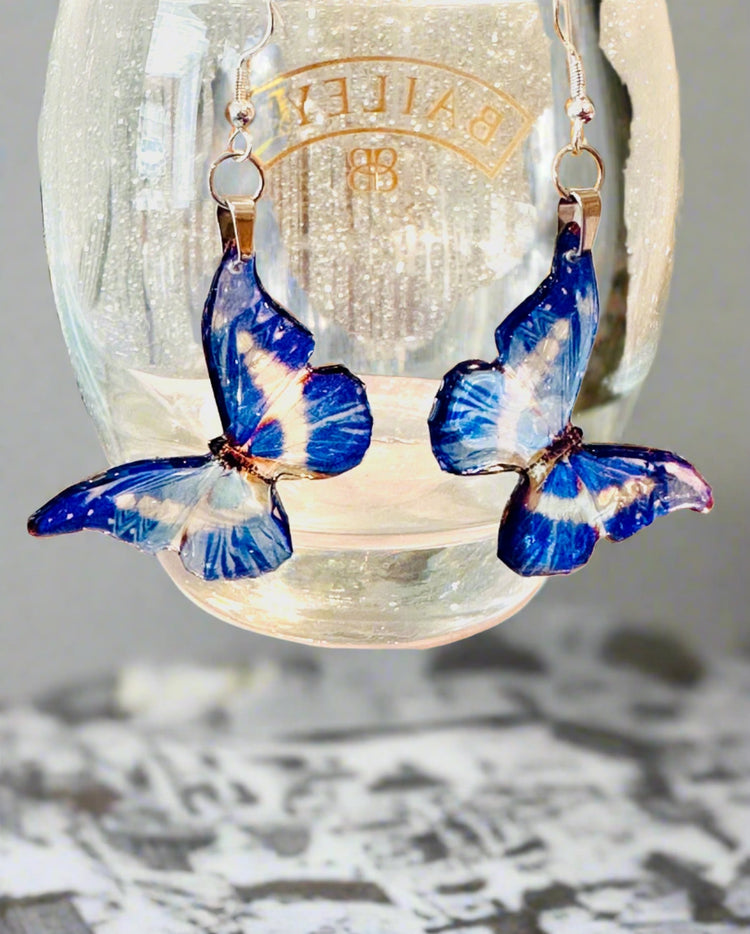 Blue butterfly earrings unusual gift
