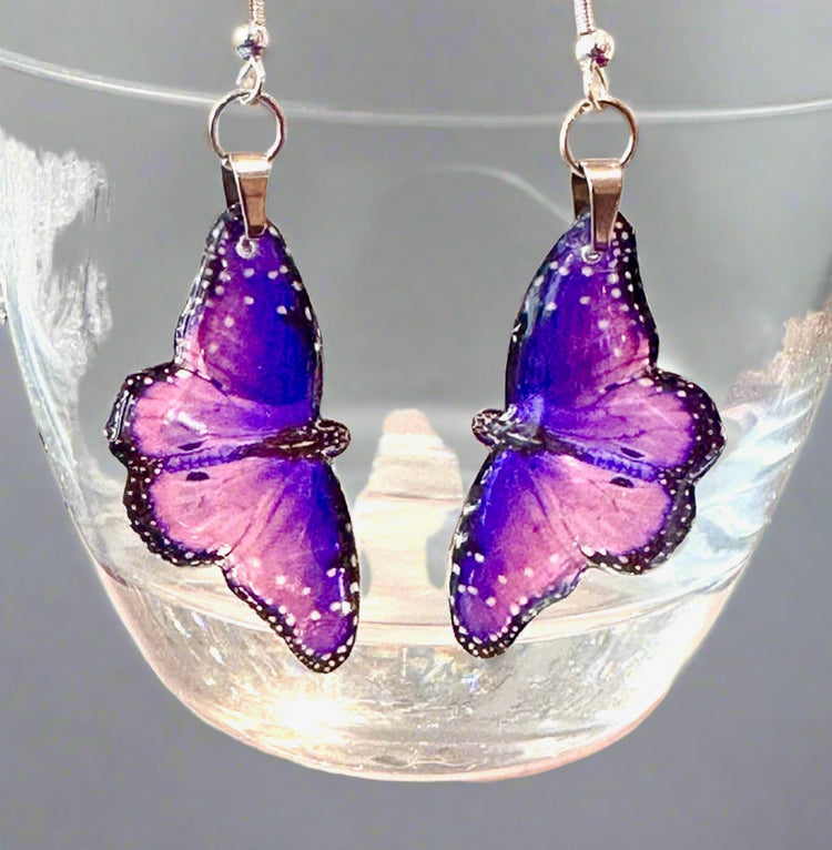 purple handmade butterfly earrings