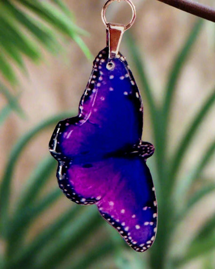 Purple resin butterfly earrings
