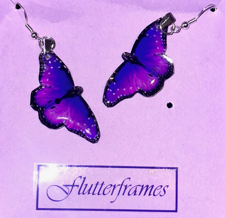 Unique, quirky purple butterfly earrings