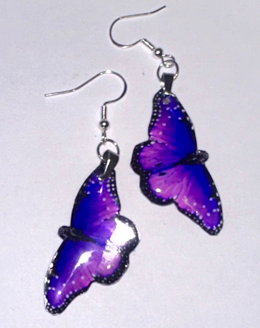 Unique purple butterfly handmade earrings