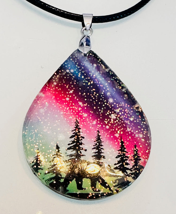 northern lights glitter shining pendant