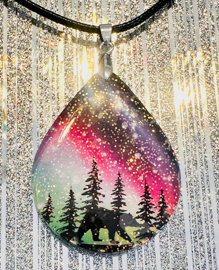 Handmade from resin aurora borealis jewellery