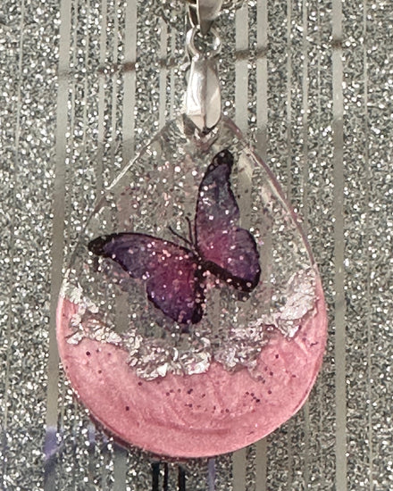 pink and purple butterfly pendant