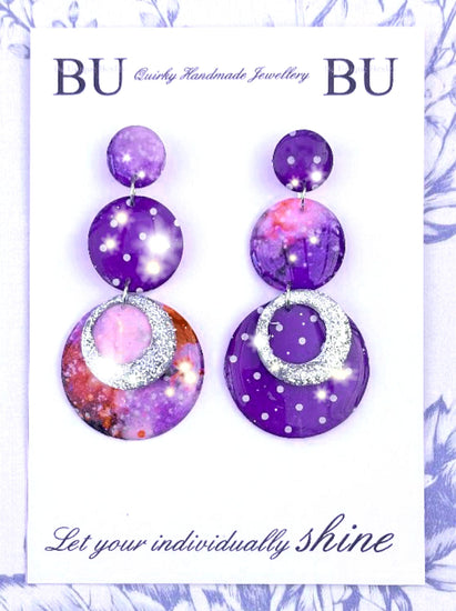 Polka dot earrings Purple