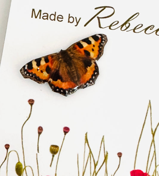 Tortoiseshell butterfly pin