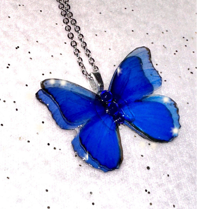 Blue Morph butterfly pendant