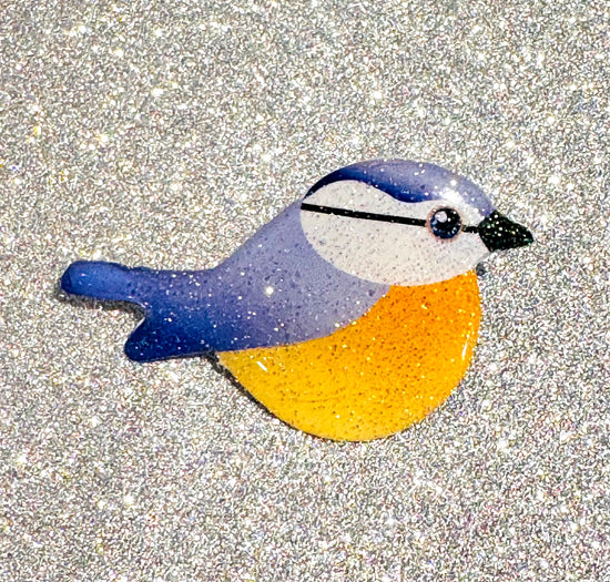 Blue Bluetit bird Pin enamel pin. Handmade