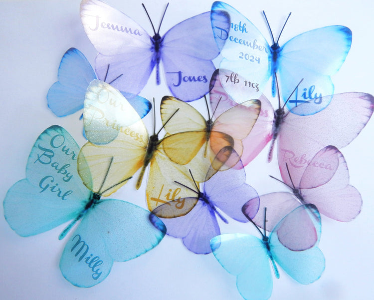 Personalised name pastel Butterflies,Christening gift,nursery decor,children's room wall art stickers,personalised baby name decorations,girl