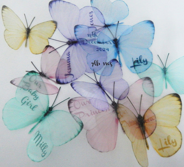 Personalised name pastel Butterflies,Christening gift,nursery decor,children's room wall art stickers,personalised baby name decorations,girl