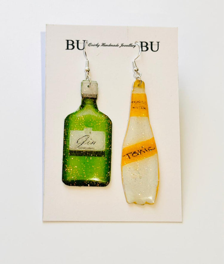 bottle of Gin and Tonic earrings