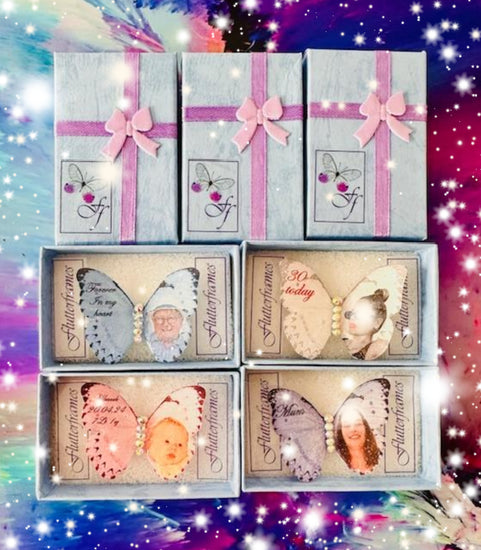 photo personalised resin butterfly brooch
