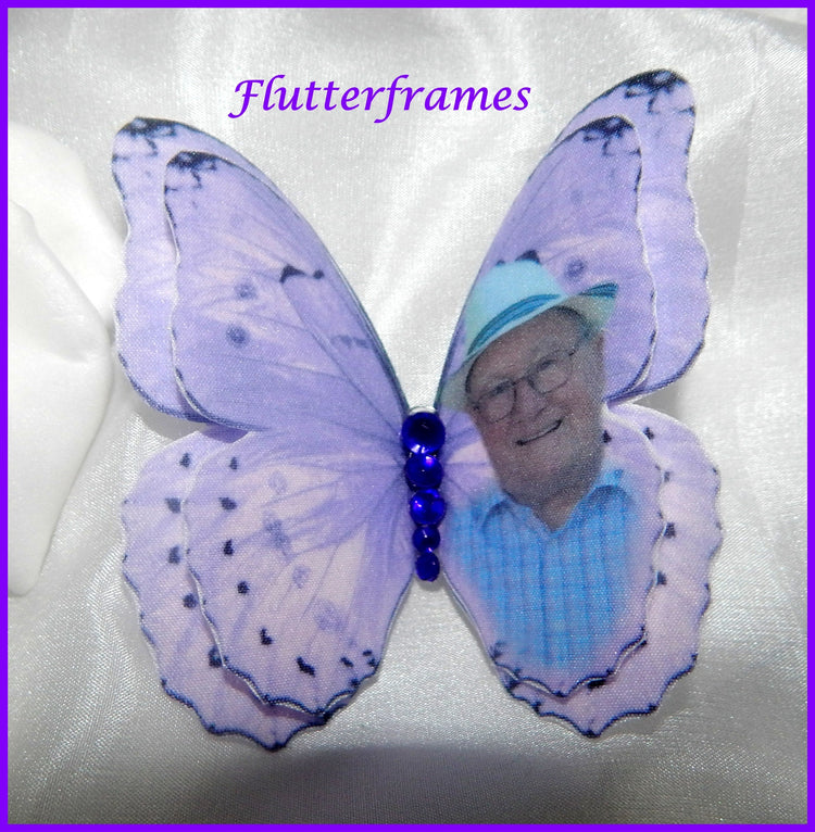Personalised photo cotton Butterflies,hair accessory,funeral attire,for funeral flowers,hairclips bereavement.Unique personalised  keepsake