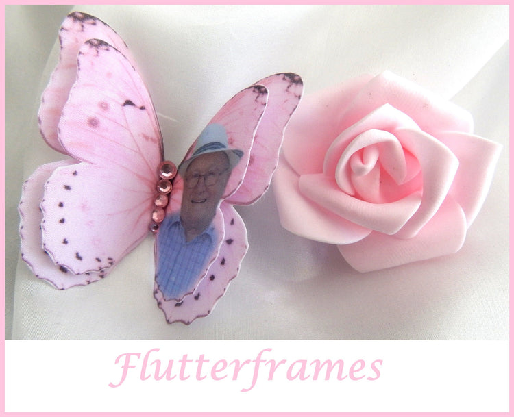 Photo personalised butterfly clip funeral keepsake loved one