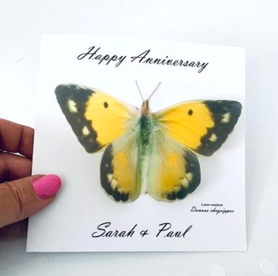 Peacock  butterfly anniversary  card unusual hand crafted card