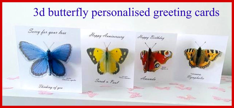 Painted lady 3d Butterfly birthday,thank you Card or any occasion. Personalised. Realistic Common Buckeye,Swallowtail,Green Hairstreak