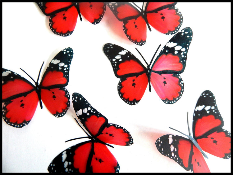 3d Red Butterflies,Lesser Wanderer,luxury butterfly wall art, home Decor Room Stickers Red 3D, butterflies wall decal,Wall Decal Wedding