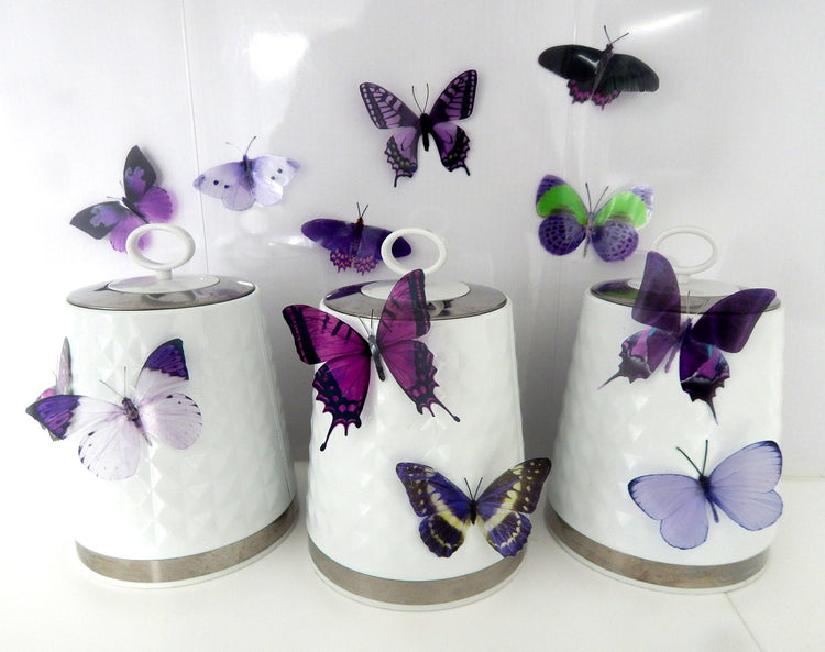 Purple butterflies.12 pieces mix wall butterflies,Faux butterflies.Natural butterfly decor. Wedding Decorations. Scrap booking, card making.