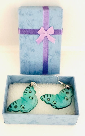 mum mother daughter quirky gift butterfly earrings in teal