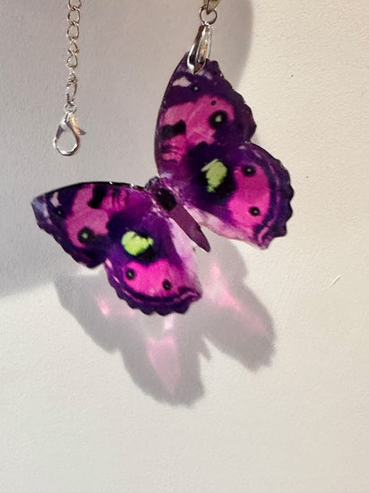 Translucent  Pink and purple resin butterfly pendant