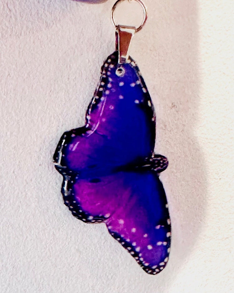 purple resin  handmade butterfly earrings
