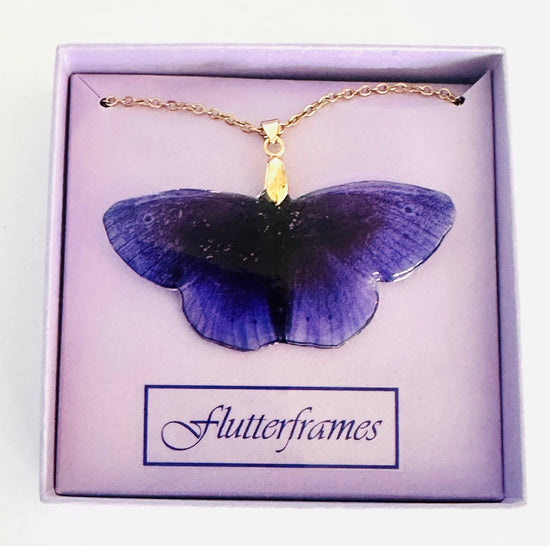 purple resin butterfly necklace