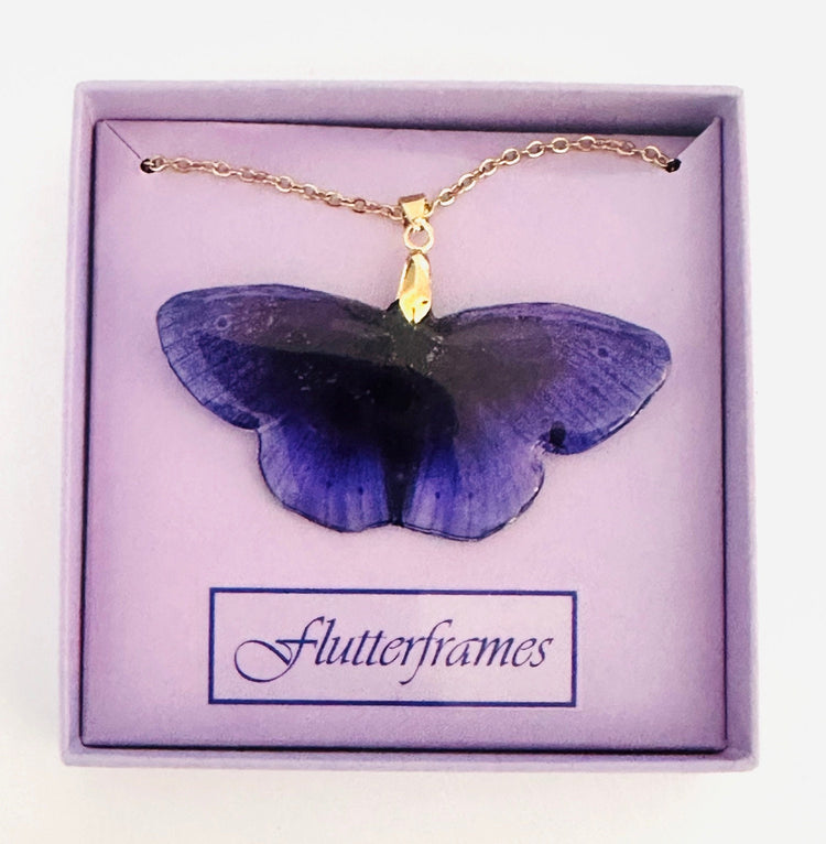 purple resin butterfly  handmade necklace