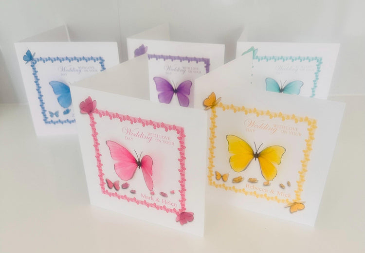 Personalised Wedding Card, Keepsake Wedding Card, 3D Butterfly Wedding Card, Luxury Wedding Card,3d Butterfly Card. Personalised Butterfly