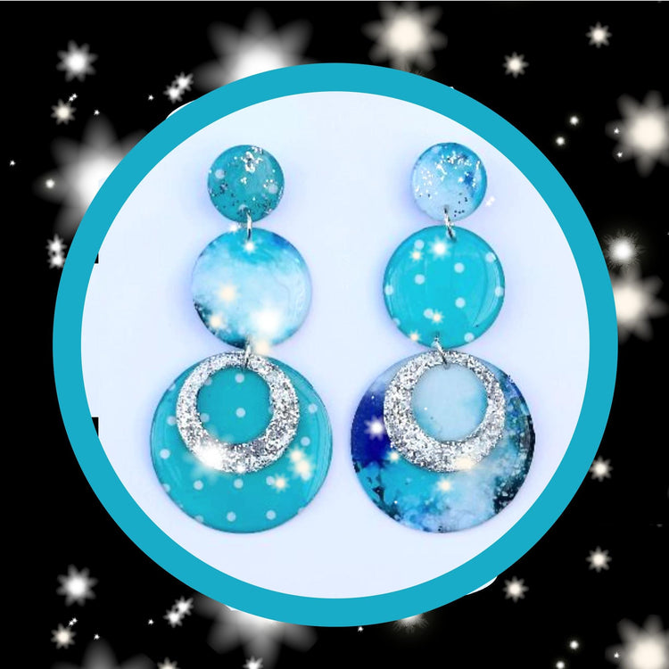 Turquoise Handmade Polka dot earrings And pendant