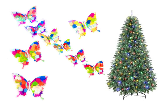 Christmas stained glass 3d butterflies