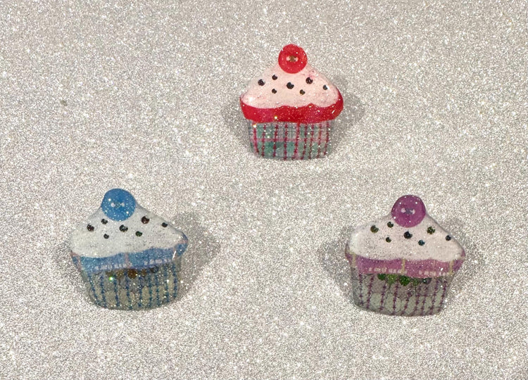 Cup cake pin set of 3. Cake lover's enamel pin